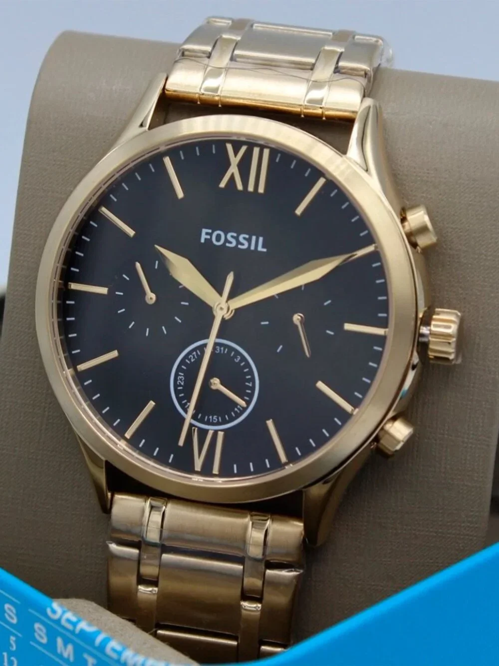 S Fossil Fenmore Midsize Chronograph Gold Black BQ2366 Men's Watch